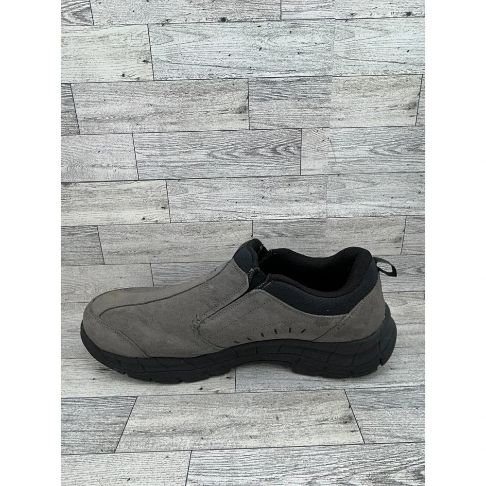 Skechers Men Relaxed Fit Memory Foam Slip On Leather Loafers Gray 51292 Size 14